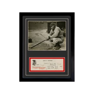 Exhibición enmarcada a cheques cancelados firmados por Honus Wagner - Imagen 1 de 5