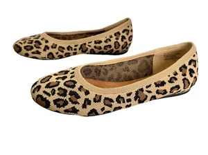Softwalk Sonora Leopard Ballet Flats Shoes Womens 10W Tan Knit Slip On Round Toe - Picture 1 of 8