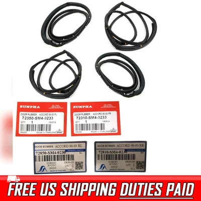 WEATHERSTRIP DOOR SEAL RUBBER FRONT REAR FOR HONDA ACCORD SEDAN EX DX 1989-1993 - Image 1 of 4