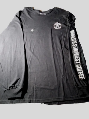 DEATHWISH COFFEE CO. LONG SLEEVE BLACK TEE-SHIRT SIZE 3XL LOGO ON SLEEVE - Image 1 of 4