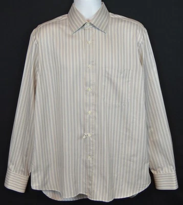 Camisa de vestir Canali para hombre 16,5 42 abotonada manga larga a rayas gris blanco azul Foto 1 de 4