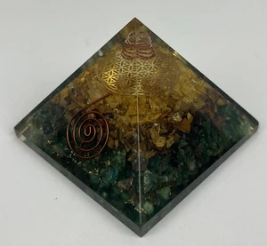 Orgonite Pyramid Copper Coil Flower of Life Crystal Chips Orgone Energy Reiki - Picture 1 of 11