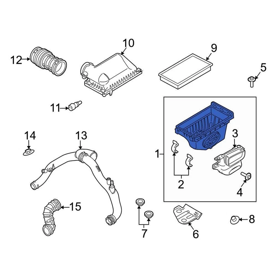 For Lincoln MKS 2010-2016 Lincoln AA5Z9A600B Lower Air Filter Housing Foto 1 de 4