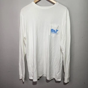 Vineyard Vines Langarm Rundhals T-Shirt Herren Medium weiß Wal Logo - Bild 1 von 5