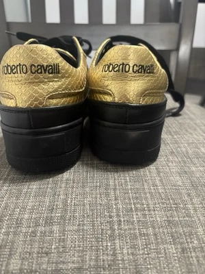 Roberto Cavalli Gold Snake Print Platform Sneakers - Image 1 of 4