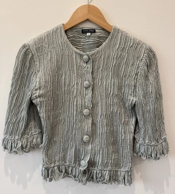 VINTAGE 1988 Giorgio Armani Womens Pleated Pale Blue Plisse Blouse Italy - Sz 38 - Image 1 of 4