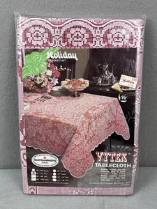 VintageDeadstock VYTEX Tablecloth French Lace Look Vinyl Table Cover Red 52”x72” - Picture 1 of 5