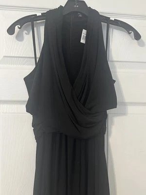 Vestido de Cóctel Saks Fifth Avenue De Colección Inspirado en Halter Negro Imitación Envoltura Talla 2 Nuevo con Etiquetas Foto 1 de 4