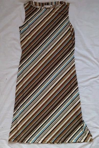 Vintage LA Belle Sleeveless Dress Striped Multicolored Retro 70s Made in USA - Picture 1 of 13