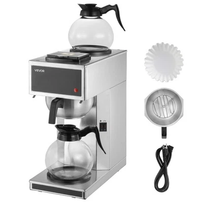 VEVOR Commercial Drip Coffee Maker 12 Cups with 2 Glass Carafes and 2 Warmers - Image 1 of 4