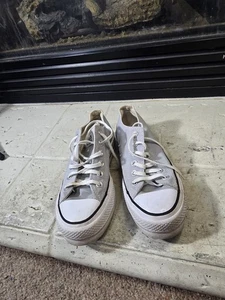 Sneakers donna Converse Lift Ox grigio ricamato taglia 7 scarpe platform - Foto 1 di 12