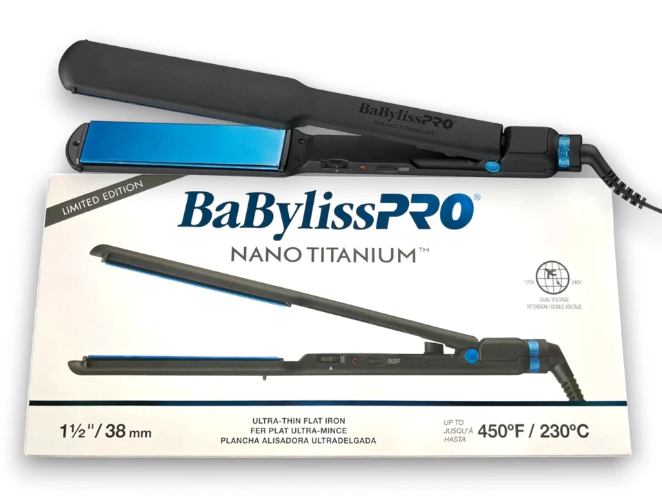 Plancha alisadora de pelo BaByliss PRO Nano Titanium 11/2" ultrafina azul/negro Foto 1 de 1