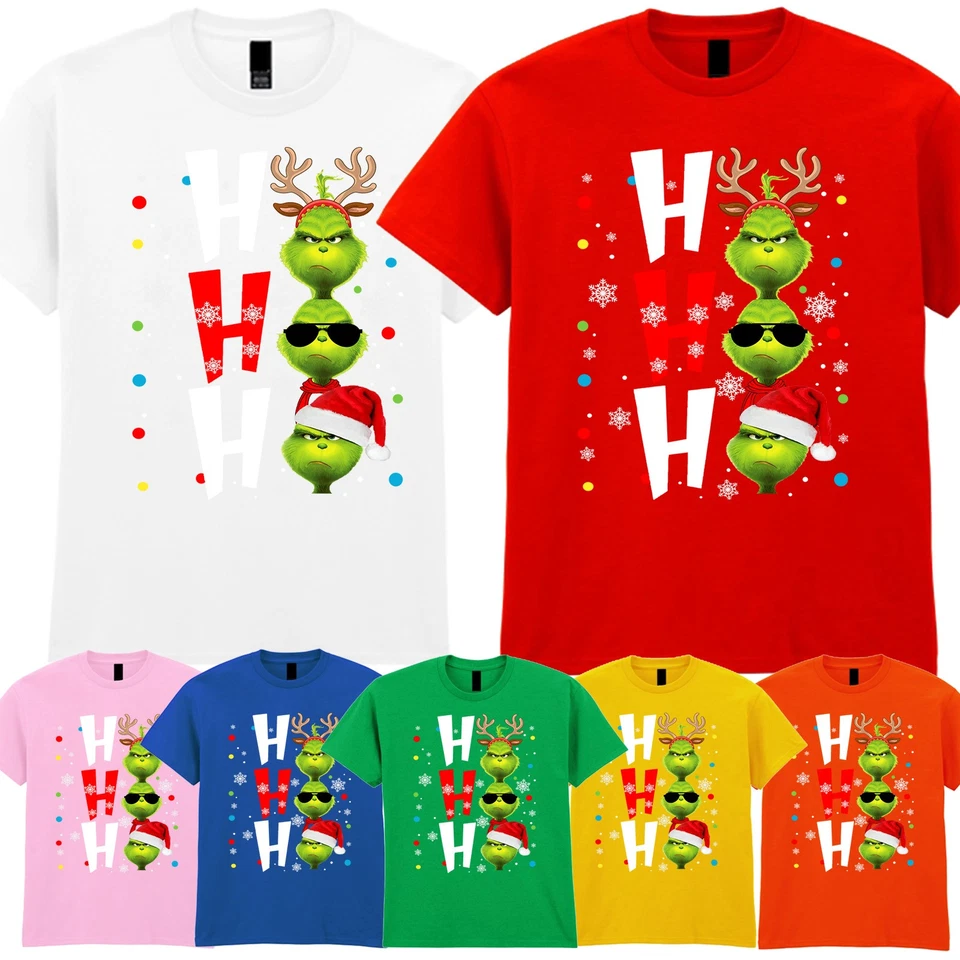 Ho Ho Ho Grinch Christmas T Shirt Funny Xmas Tee Unisex Holiday Festive Gift Top
