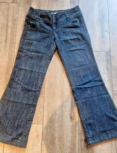 Vintage Boom Boom Denim Jeans Damen ausgestellte Beine gewaschen schwarz Größe 7 - Bild 1 von 7