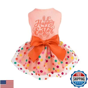 Fitwarm Happy Easter Day Dog Dress 100% Cotton Girl Dog Clothes Easter Bunny - Picture 1 of 5