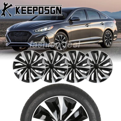Juego de 4 tapacubos para llantas de coche de 16"" plateadas negras para Hyundai Sonata Foto 1 de 4