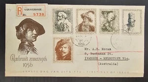 1956 Netherlands Rembrandt Reg Cover ties 5 Stamps cd Gravenhage-Ivanhoe - Bild 1 von 2