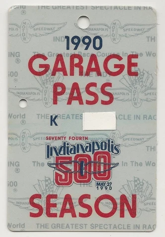 1990 Indianapolis 500 Season Garage Pass Ticket Credential IndyCar Indy500 Cover