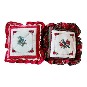 Vintage Blue Bird And Holiday Throw Pillows (Set Of 2) - Picture 1 of 8