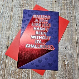 American Greetings Valentine's Day Card 6x8 For Son Blue Red Hearts Glitter - Picture 1 of 8