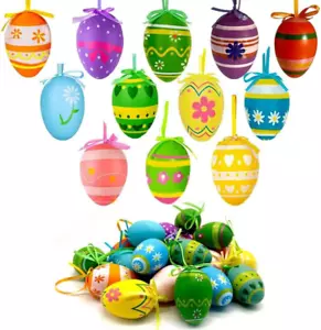 24Pcs Easter Hanging Eggs Ornaments for Tree Decorations, Muticolored Easter Tre - Picture 1 of 12