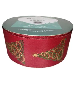 Premium Wired MEGA ROLL Holiday Ribbon Green Christmas Tree - 2.5 Inch 50 Yards - Picture 1 of 3