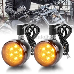 Front Motorcycle LED Turn Signal Blinker Light Amber For Sportster XL1200 XL883 - Picture 1 of 10