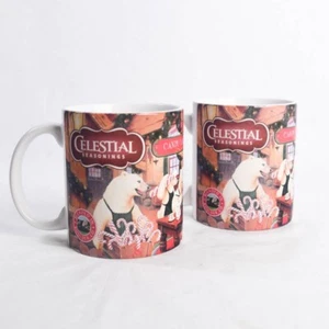 2 x Celestial Seasonings Winter Christmas Polar Bears Tea Coffee Mugs Candy Cane - Picture 1 of 7