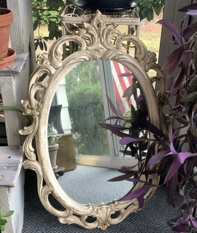 Vintage Mid-Century Syroco Wood Mirror Ornamental Made in USA Cover