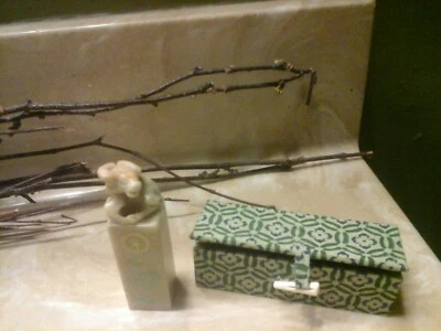 RARO SELLO DE BÚFALO DE AGUA DE PIEDRA CHINA TIANHUANG CON SELLO CAJA VERDE 3,25" Foto 1 de 4