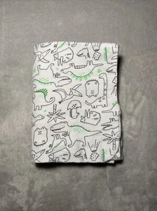 Carter's Dinosaur Baby Receiving Blanket Alligator Volcano Green White Flannel - Picture 1 of 4