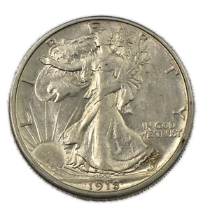 1918-S San Francisco Walking Liberty Silver Half 50c Almost Uncirculated AU+ - Picture 1 of 2