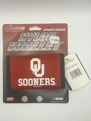 NCAA Oklahoma  Sooners Printed Tri-Fold Nylon Wallet by Rico NEW MSRP $10.99 - Image 1 of 2