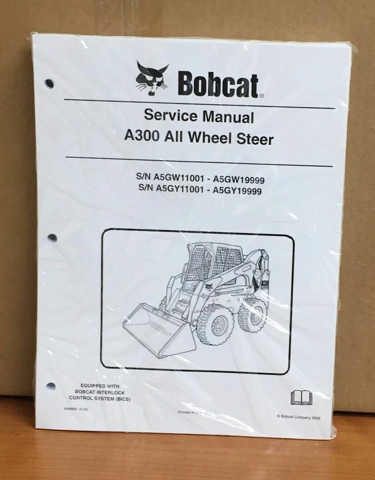 Bobcat A300 Skid Steer Loader Service Manual Shop Repair Book 5 Part # 6986684 - Image 1 of 1