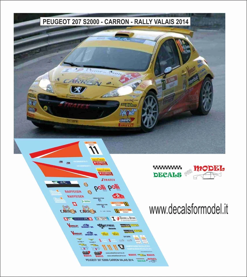 DECALS 1:43 PEUGEOT 207 S2000 CARRON RALLY VALAIS 2014 - Immagine 1 di 1