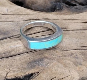 Vintage PB 925 Peyote Bird Design Blue Stone Turquoise Ring Size 8 - Picture 1 of 12