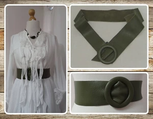 BNWT, QUIRKY LAGENLOOK, GENUINE LEATHER, WIDE, KHAKI GREEN, ITALIAN, BUCKLE BELT - Picture 1 of 14