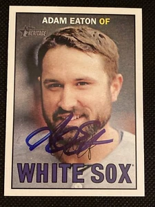 Adam Eaton White Sox 2016 Signed Auto Autographed Topps Heritage Card #335 ~ COA - Picture 1 of 5