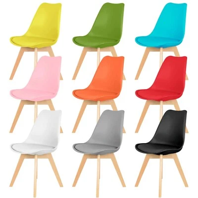 Dining Chair with Soft Cushioned Pad & Solid Beech Wood Legs - 9 COLOURS - IHANA - Image 1 of 4