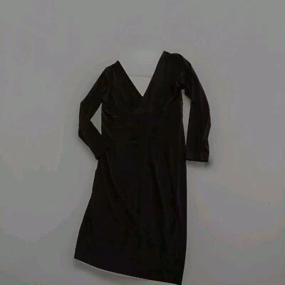 Moda International Womans Size XL Black Double V Neck Long Sleeve Dress - Image 1 of 4