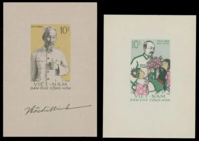 1960, VIETNAM, HO CHI MINH BIRTHDAY, TWO SOUVENIR SHEETS OF 10XU, NH, SC.#129-30 - Image 1 of 2