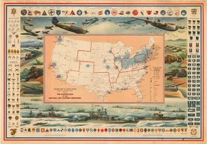 Vintage 1942 WW2 Map Defense Map of the United States 22x32" - Picture 1 of 1