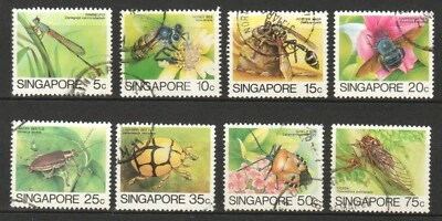 SINGAPORE 1985 INSECTS LOW VALUE ORIGINAL (JAPAN PRINTING BUREAU) 8 STAMPS USED - Image 1 of 4