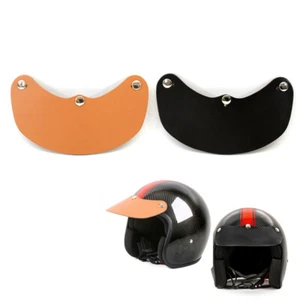 Casco Cafe Racer Visera con Tres Botones Cuero Genuino Borde Pico del Casco - Imagen 1 de 10