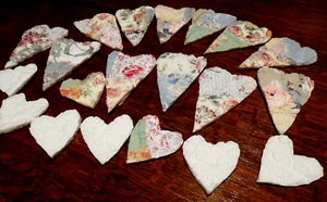 20 Vtg Cutter  Appliques  Quilted Hearts  Orneries Ornaments Cottage  Shabby - Picture 1 of 7
