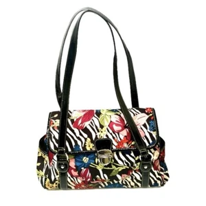Vegane Leder Zebra Blumen Tropisch Schultertasche Handtasche Tiermotiv 13x8x5 - Bild 1 von 13