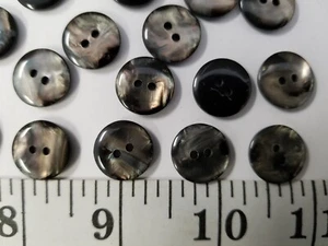 VINTAGE BUTTONS SET OF 11 GREY PEARL RAINBOW TUZ2339 - Picture 1 of 2