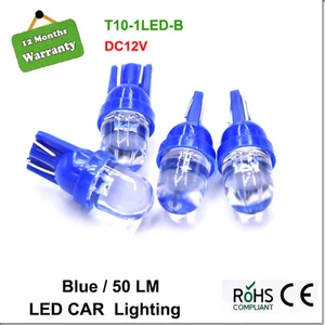 4Pcs T10 1 LED Ultra Blue W5W 194 168 Interior Side Wedge Light Globe Bulbs 12V  - Imagen 1 de 6