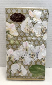 Caspari Paper Guest Towel Napkins Winter Whites Silver 15 Triple-Ply Floral - Picture 1 of 12