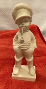 Vintage Bildhauer A. Santini Junge Kind mit Pfeife Kunst Figur, 6"T, Italien - Bild 1 von 9